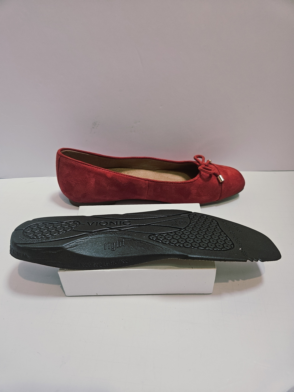 Vionic Klara Cherry Tomato Red Suede Leather Flats Size 7 - Orthopedic Support - Picture 12 of 16